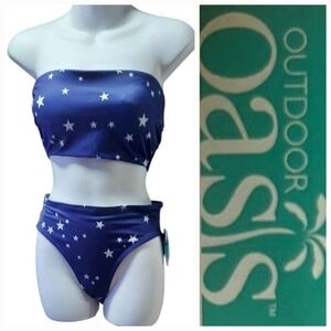 NWT Outdoor Oasis Blue Star Print Bikini Set ~sz M